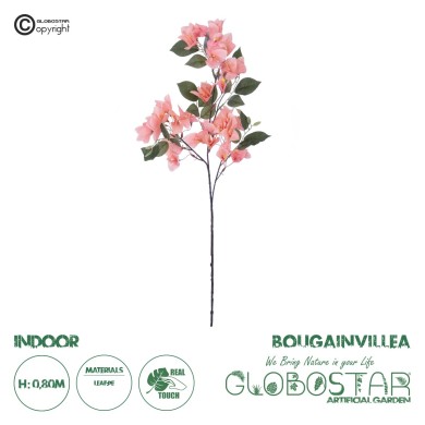GloboStar® Artificial Garden BOUGAUVILLEA BRANCH 20647 Τεχνητό Διακοσμητικό Κλαδί Μπουκανβίλιας Ροζ - Πορτοκαλί Y80cm
